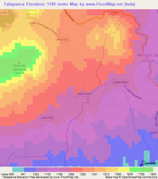 Taltapanca,El Salvador Elevation Map