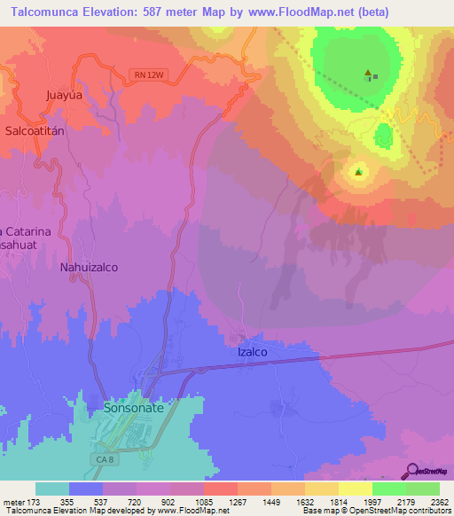 Talcomunca,El Salvador Elevation Map