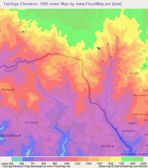 Talchiga,El Salvador Elevation Map