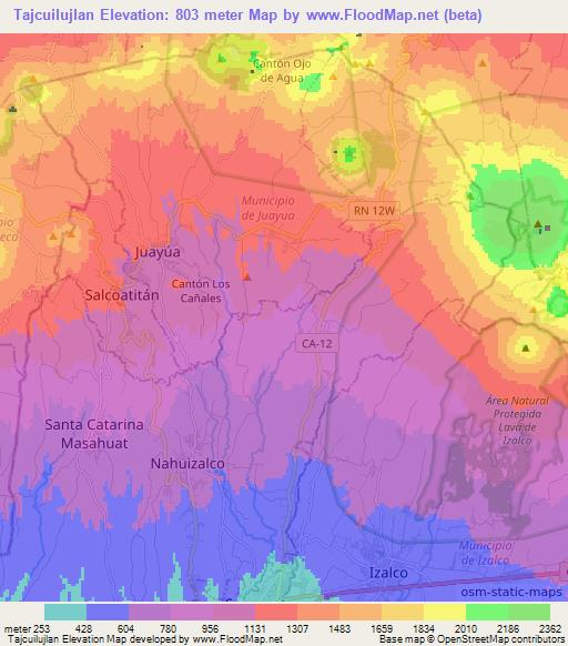 Tajcuilujlan,El Salvador Elevation Map