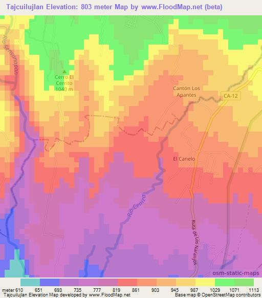 Tajcuilujlan,El Salvador Elevation Map