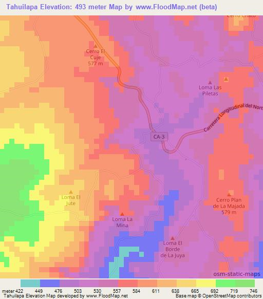 Tahuilapa,El Salvador Elevation Map