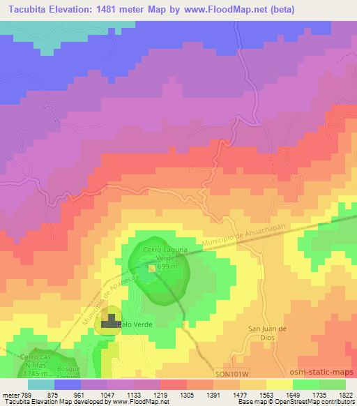 Tacubita,El Salvador Elevation Map