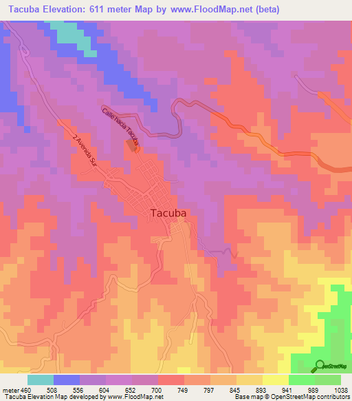 Tacuba,El Salvador Elevation Map