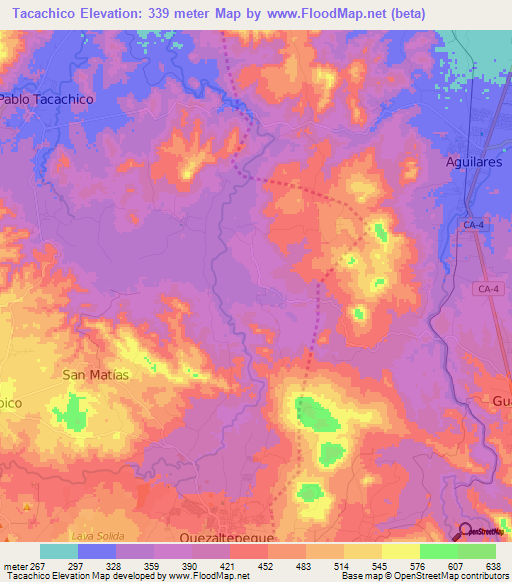 Tacachico,El Salvador Elevation Map