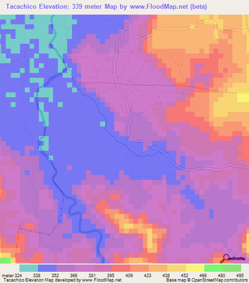Tacachico,El Salvador Elevation Map
