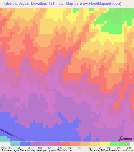 Taburete Jagual,El Salvador Elevation Map