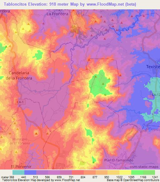 Tabloncitos,El Salvador Elevation Map