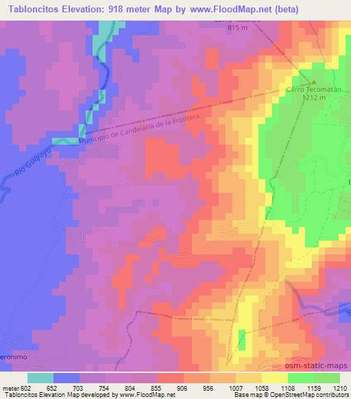 Tabloncitos,El Salvador Elevation Map