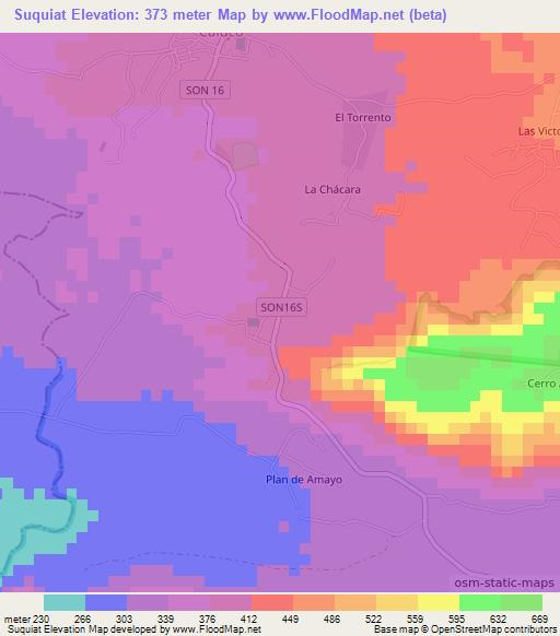 Suquiat,El Salvador Elevation Map