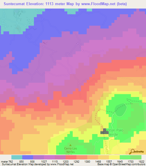 Suntecumat,El Salvador Elevation Map