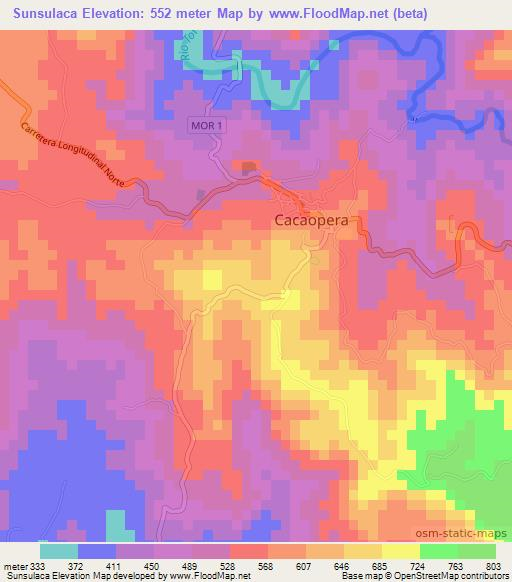 Sunsulaca,El Salvador Elevation Map