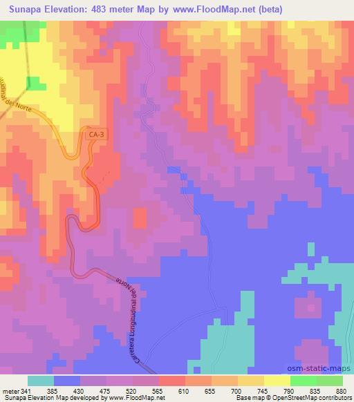 Sunapa,El Salvador Elevation Map