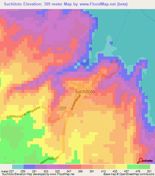 Suchitoto,El Salvador Elevation Map