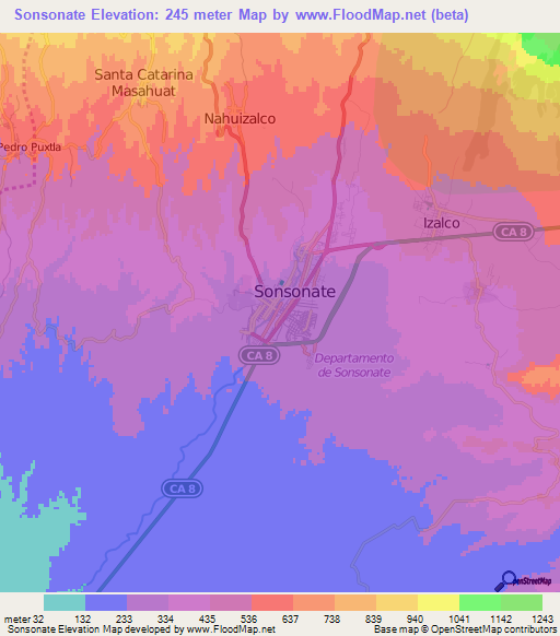 Sonsonate,El Salvador Elevation Map