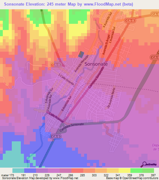 Sonsonate,El Salvador Elevation Map