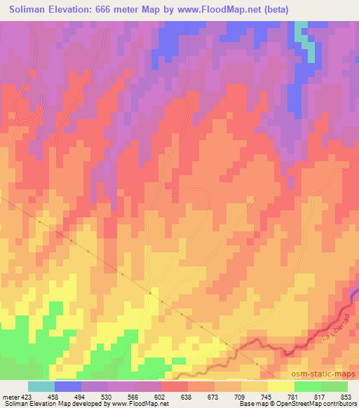 Soliman,El Salvador Elevation Map
