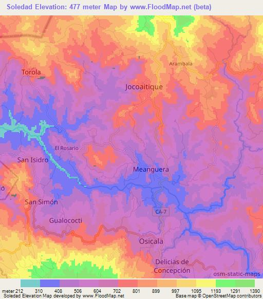 Soledad,El Salvador Elevation Map