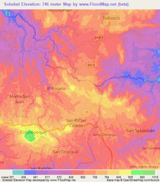 Soledad,El Salvador Elevation Map