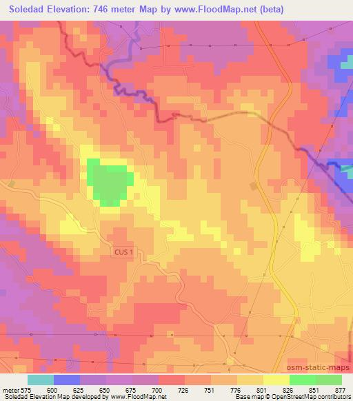 Soledad,El Salvador Elevation Map