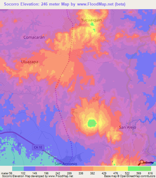 Socorro,El Salvador Elevation Map