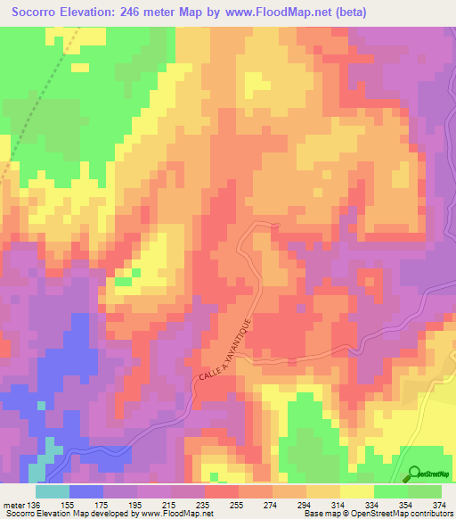 Socorro,El Salvador Elevation Map