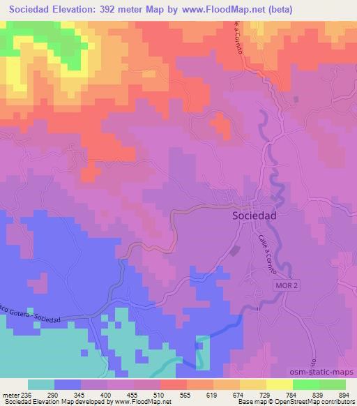 Sociedad,El Salvador Elevation Map