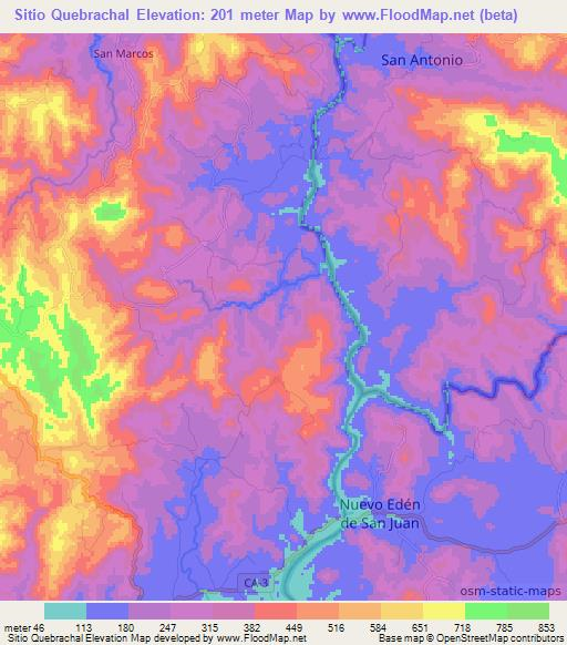 Sitio Quebrachal,El Salvador Elevation Map