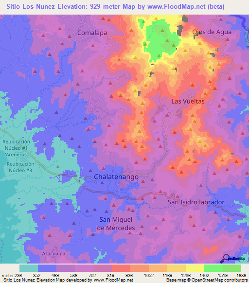 Sitio Los Nunez,El Salvador Elevation Map