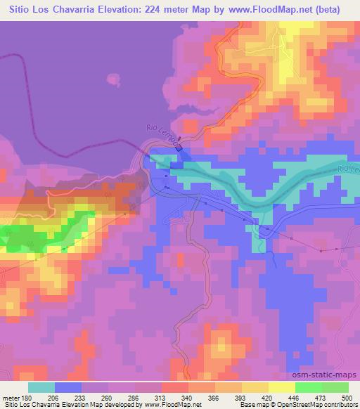 Sitio Los Chavarria,El Salvador Elevation Map