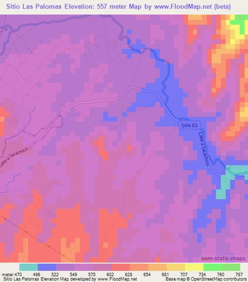Sitio Las Palomas,El Salvador Elevation Map