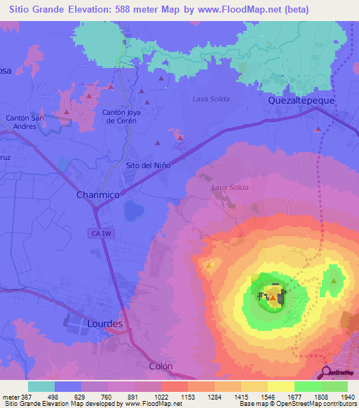 Sitio Grande,El Salvador Elevation Map