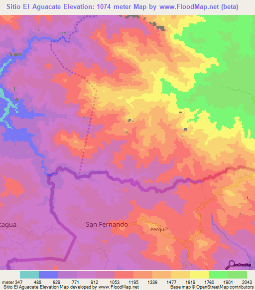 Sitio El Aguacate,El Salvador Elevation Map