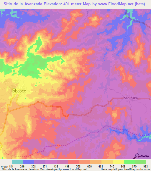 Sitio de la Avanzada,El Salvador Elevation Map