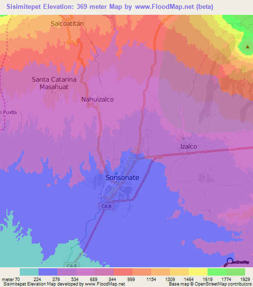 Sisimitepet,El Salvador Elevation Map