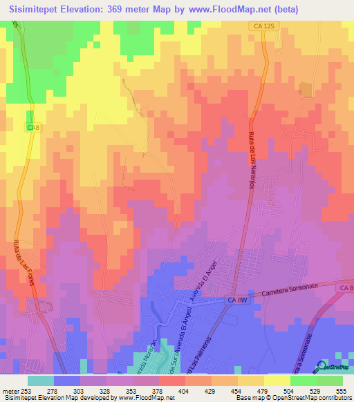 Sisimitepet,El Salvador Elevation Map