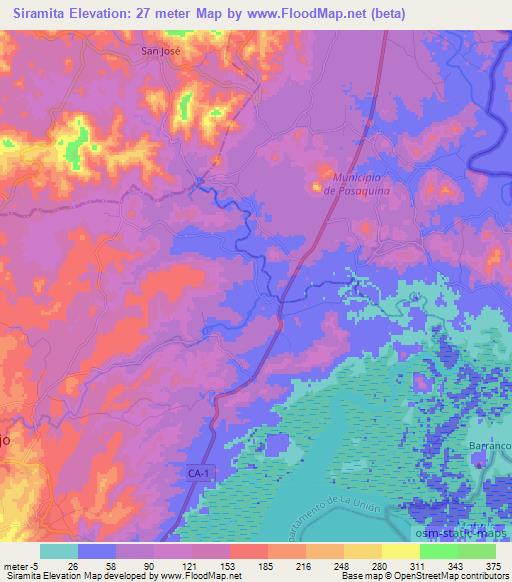 Siramita,El Salvador Elevation Map