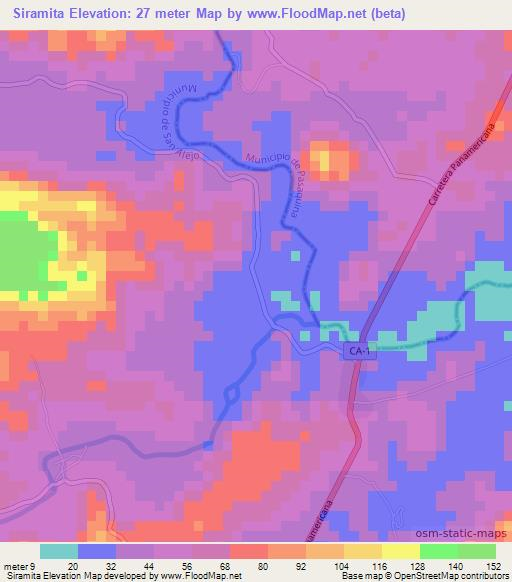 Siramita,El Salvador Elevation Map