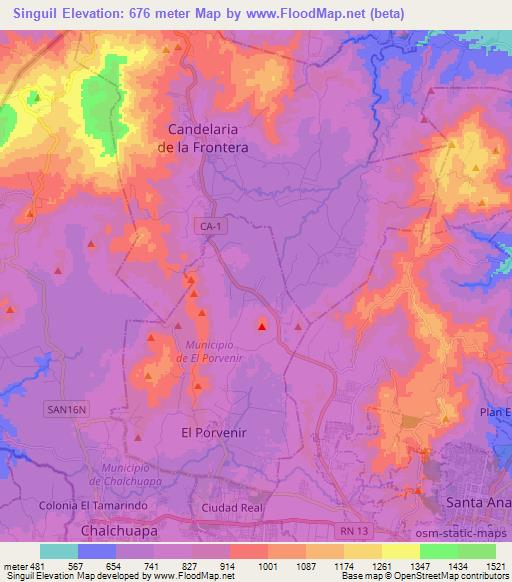 Singuil,El Salvador Elevation Map