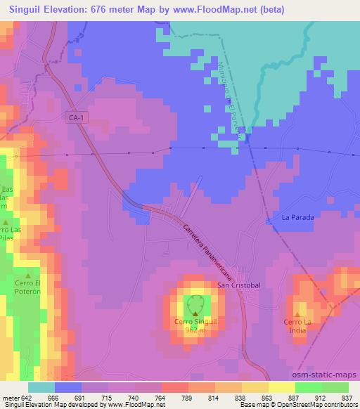 Singuil,El Salvador Elevation Map