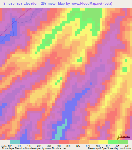 Sihuapilapa,El Salvador Elevation Map