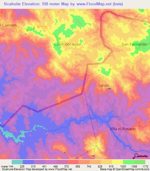 Sicahuite,El Salvador Elevation Map