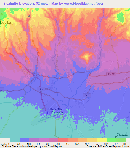 Sicahuite,El Salvador Elevation Map
