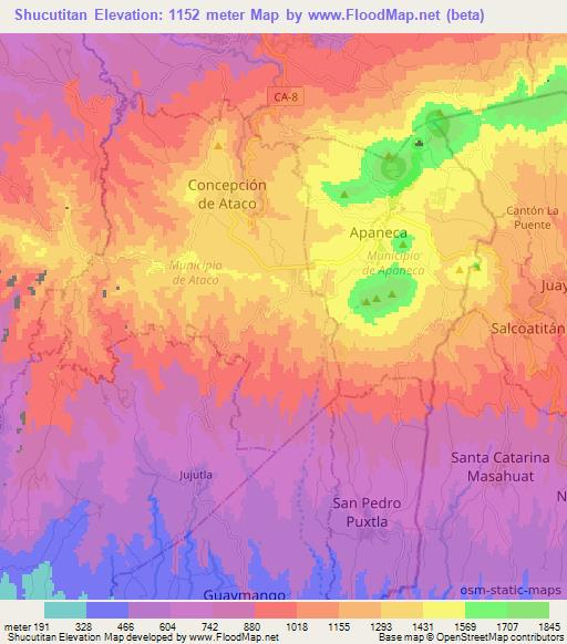 Shucutitan,El Salvador Elevation Map