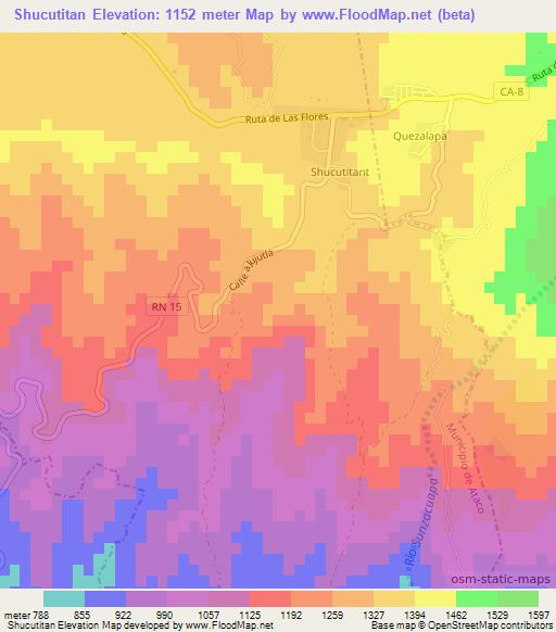 Shucutitan,El Salvador Elevation Map