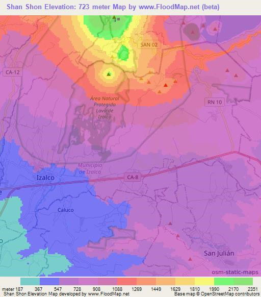 Shan Shon,El Salvador Elevation Map