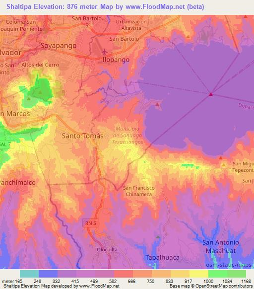 Shaltipa,El Salvador Elevation Map