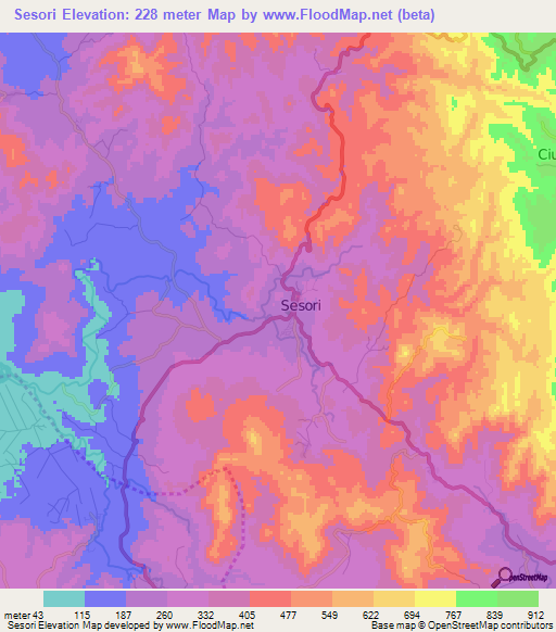 Sesori,El Salvador Elevation Map
