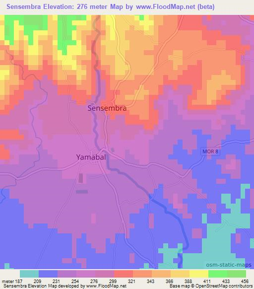 Sensembra,El Salvador Elevation Map