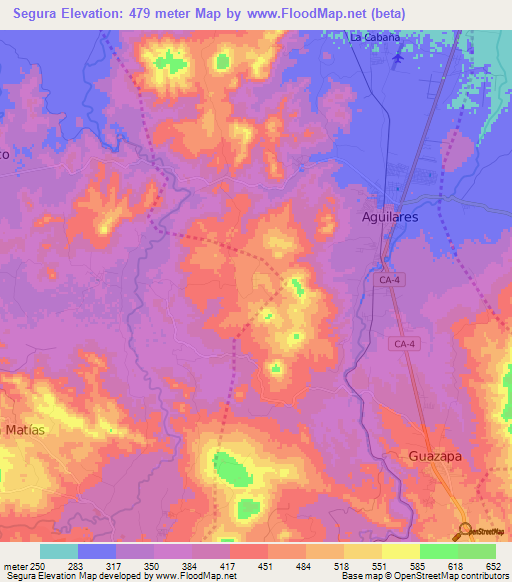 Segura,El Salvador Elevation Map